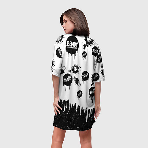 Женская длинная футболка Бенди длинная рука Bendy / 3D-принт – фото 4