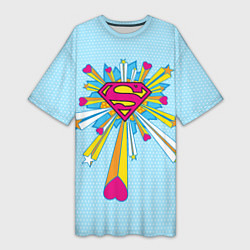 Футболка женская длинная Logo The 14th of February Superman, цвет: 3D-принт