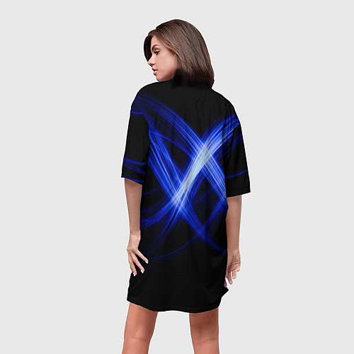 Женская длинная футболка Синяя бесконечность энергии / 3D-принт – фото 4