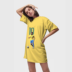 Футболка женская длинная Неймар Сборная Бразилии, цвет: 3D-принт — фото 2