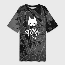 Футболка женская длинная Stray кот бродяга, цвет: 3D-принт