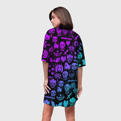 Женская длинная футболка UNDERTALE NEON PATTERN УЗОР / 3D-принт – фото 4
