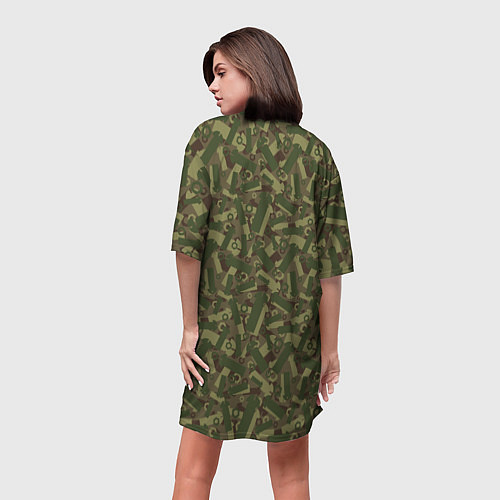 Женская длинная футболка Болты и Гайки - камуфляж / 3D-принт – фото 4