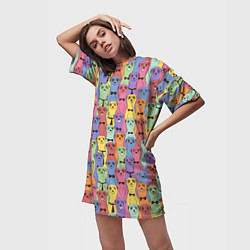 Футболка женская длинная Красочные Сурикаты, цвет: 3D-принт — фото 2