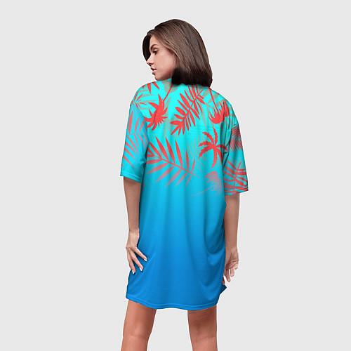 Женская длинная футболка 6IX9INE tropical / 3D-принт – фото 4