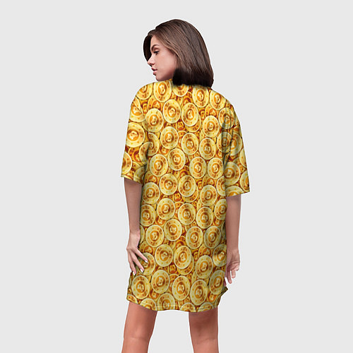 Женская длинная футболка Золотые Биткоины / 3D-принт – фото 4