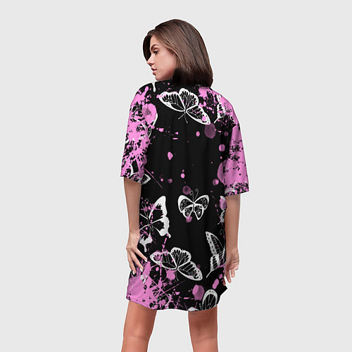 Женская длинная футболка Adele - Бабочки / 3D-принт – фото 4