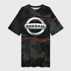 Футболка женская длинная Nissan xtrail, цвет: 3D-принт