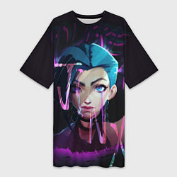 Футболка женская длинная League Of Legends Jinx neon, цвет: 3D-принт