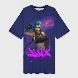 Футболка женская длинная League Of Legends Arcane JINX BOOM, цвет: 3D-принт