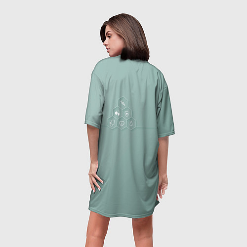 Женская длинная футболка На службе здоровья / 3D-принт – фото 4