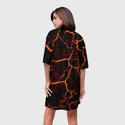 Женская длинная футболка Раскаленная лаваhot lava / 3D-принт – фото 4
