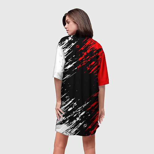 Женская длинная футболка SAMURAI LOGO CYBERPUNK 2077 / 3D-принт – фото 4