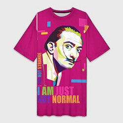 Футболка женская длинная Salvador Dali: I am just not normal, цвет: 3D-принт