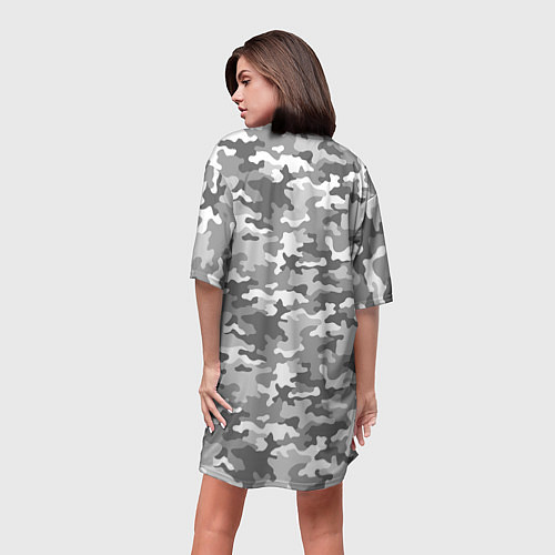 Женская длинная футболка Серый Военный Камуфляж / 3D-принт – фото 4
