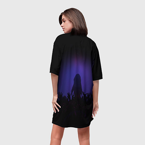 Женская длинная футболка Толпа / 3D-принт – фото 4