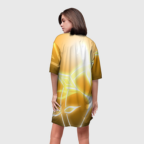 Женская длинная футболка АЛЬБЕДО УЧЕНЫЙ ALBEDO ГЕНШИН ИМПАКТ / 3D-принт – фото 4