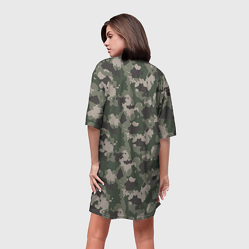 Женская длинная футболка Зелено-Серый Камуфляж / 3D-принт – фото 4