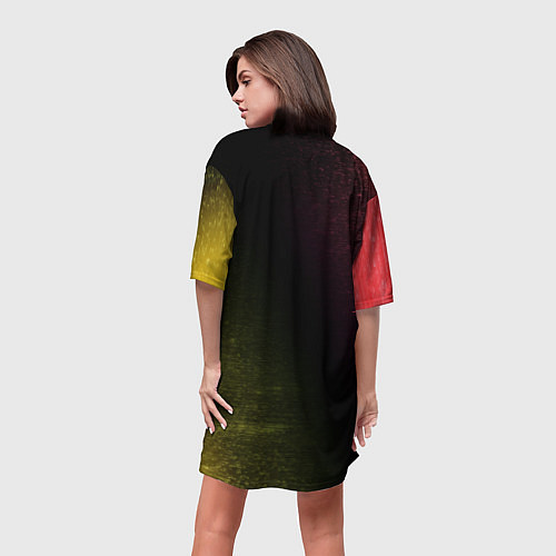 Женская длинная футболка LALAFANFAN - МОРДОЧКА - Глитч / 3D-принт – фото 4