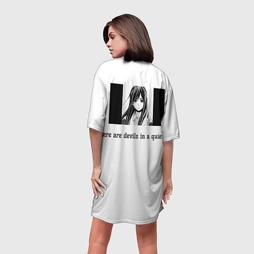 Женская длинная футболка There are devils / 3D-принт – фото 4