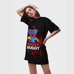 Футболка женская длинная 3D Хаги ваги Huggy Wuggy Poppy Playtime, цвет: 3D-принт — фото 2