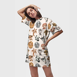 Футболка женская длинная Милые дикие животные, цвет: 3D-принт — фото 2