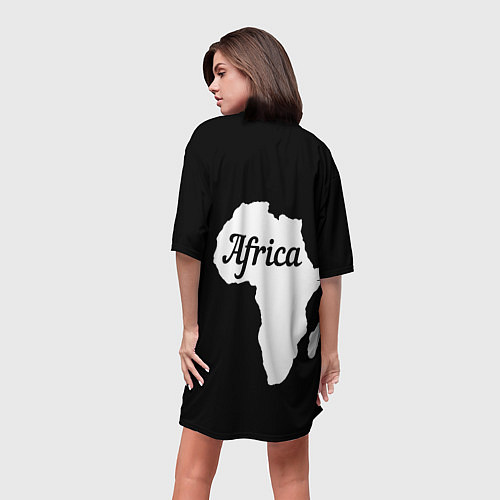 Женская длинная футболка Африка черно-белая двусторонняя / 3D-принт – фото 4