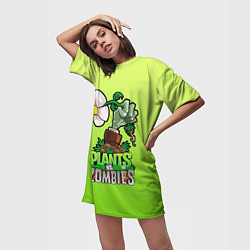 Футболка женская длинная Plants vs Zombies зомбо-рука, цвет: 3D-принт — фото 2