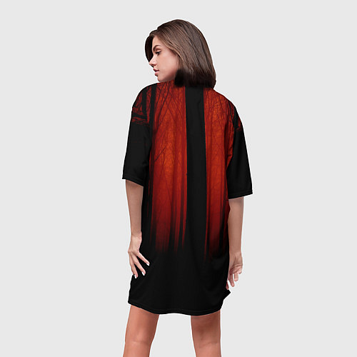 Женская длинная футболка Красный хоррор / 3D-принт – фото 4