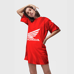 Футболка женская длинная Honda красные линии, цвет: 3D-принт — фото 2
