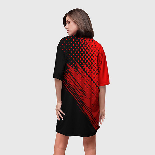 Женская длинная футболка Honda - Red texture / 3D-принт – фото 4