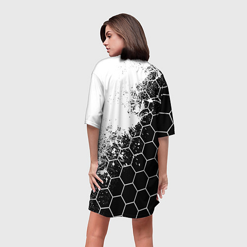 Женская длинная футболка Peugeot Соты / 3D-принт – фото 4