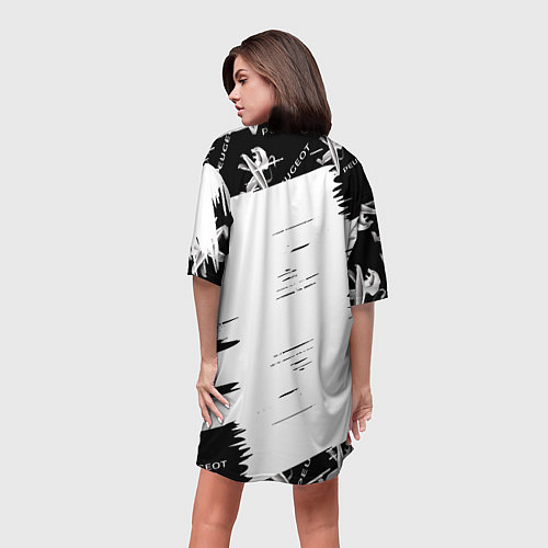 Женская длинная футболка Peugeot Auto Бренд / 3D-принт – фото 4