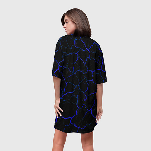 Женская длинная футболка Хагги Вагги Плейтайм Синяя Лава Трещины / 3D-принт – фото 4