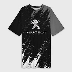 Футболка женская длинная Peugeot авто бренд, цвет: 3D-принт