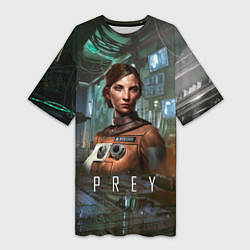 Женская длинная футболка Prey dark - girl