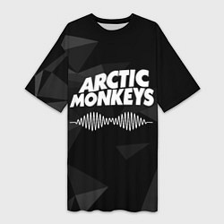 Женская длинная футболка Arctic Monkeys Серая Геометрия