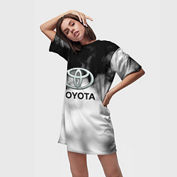 Футболка женская длинная Toyota облако, цвет: 3D-принт — фото 2