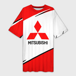 Футболка женская длинная Mitsubishi Logo Geometry, цвет: 3D-принт