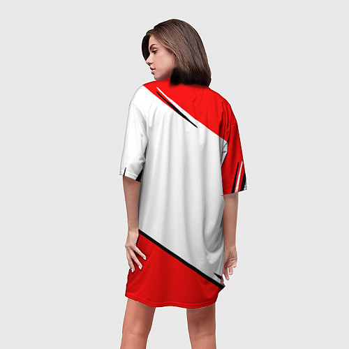 Женская длинная футболка Mitsubishi Logo Geometry / 3D-принт – фото 4