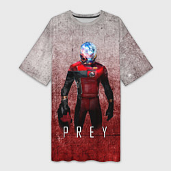 Женская длинная футболка Prey Grey and blood