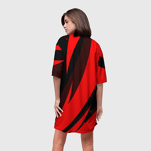 Женская длинная футболка HONDA RED ХОНДА КРАСНЫЙ / 3D-принт – фото 4