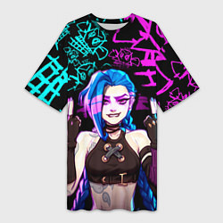 Футболка женская длинная JINX ДЖИНКС NEON PATTERN, цвет: 3D-принт