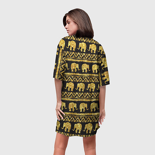 Женская длинная футболка Золотые слоны / 3D-принт – фото 4