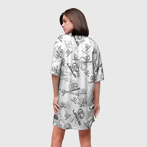 Женская длинная футболка LEXUS BIG EMBLEMA PATTERN / 3D-принт – фото 4