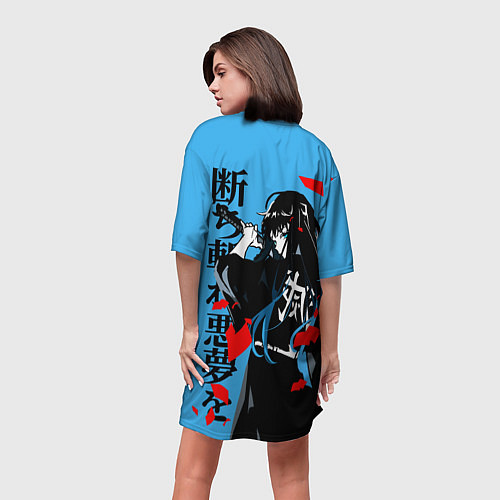 Женская длинная футболка Корпус бойни демонов - иероглиф / 3D-принт – фото 4