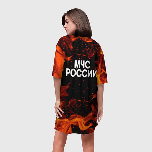 Женская длинная футболка МЧС РОССИИ ОГОНЬ / 3D-принт – фото 4