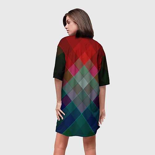 Женская длинная футболка Геометрический современный узор / 3D-принт – фото 4