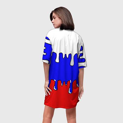 Женская длинная футболка Триколор Необычный / 3D-принт – фото 4
