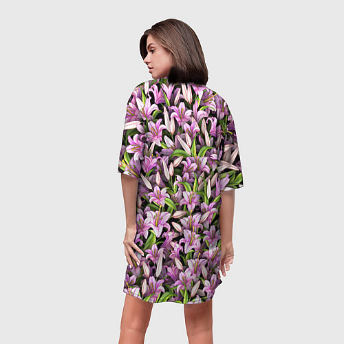 Женская длинная футболка Лилии цветут / 3D-принт – фото 4